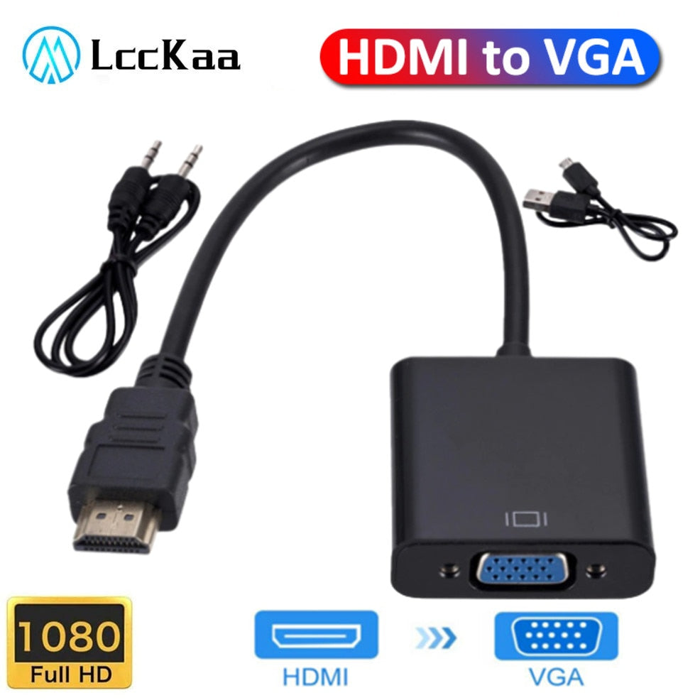 Conversor de cabo HDMI para VGA HD 1080P com fonte de alimentação de áudio HDMI macho para adaptador de conversor fêmea VGA para tablet laptop PC TV