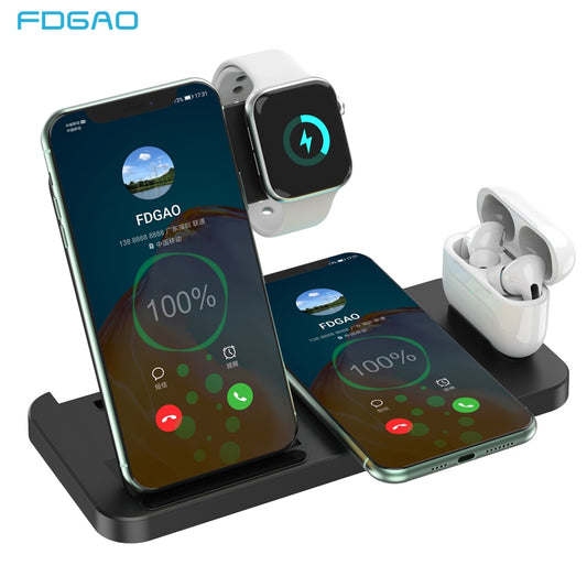 FDGAO 25W 4 in 1 Wireless Charger Induction Charging Stand for iPhone 14 13 12 11 8 Airpods 3 Pro Apple iWatch 7 Charge Station