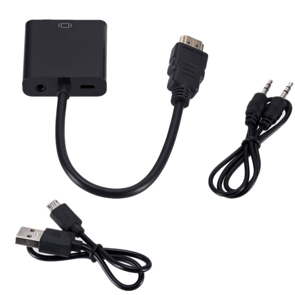 Conversor de cabo HDMI para VGA HD 1080P com fonte de alimentação de áudio HDMI macho para adaptador de conversor fêmea VGA para tablet laptop PC TV